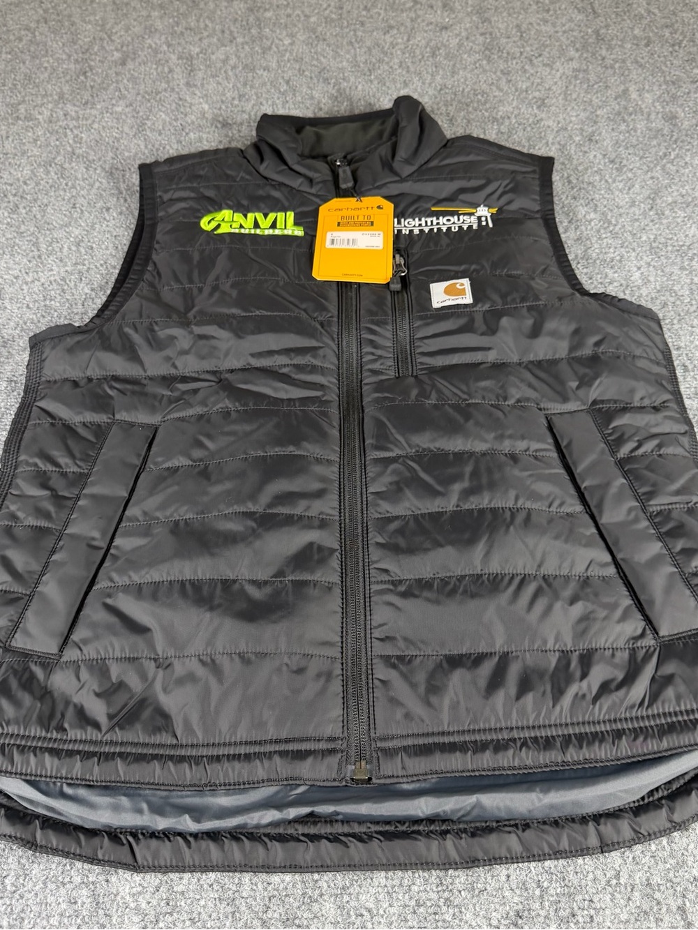 Carhartt Gilliam vest men’s small black rain defender insulated nwt company logo